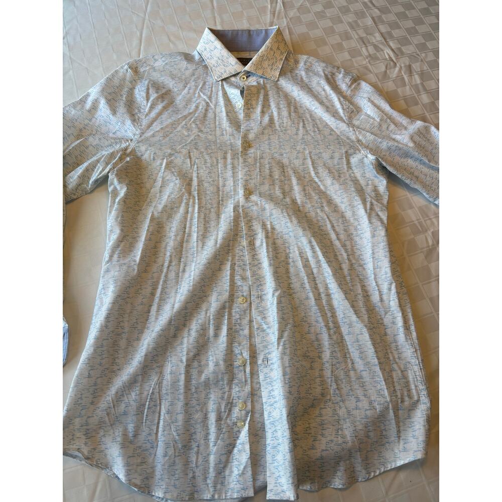 Perry Ellis white clouds dress shirt